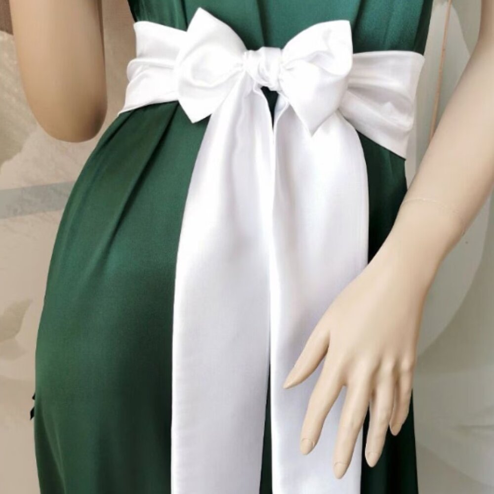 White satin sash belt. Bridal, first communion, confirmation, special occasion